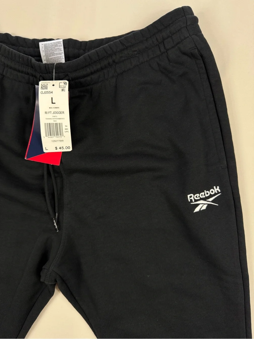Reebok Black Jogger Pants with White Logo